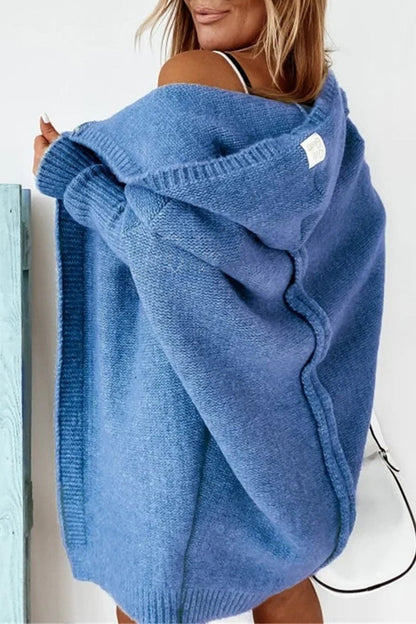 Cárdigan con capucha y cuello asimétrico de color liso (15 colores)