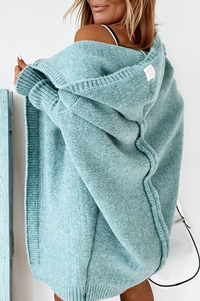 Cárdigan con capucha y cuello asimétrico de color liso (15 colores)
