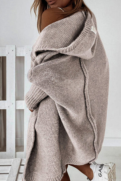Cárdigan con capucha y cuello asimétrico de color liso (15 colores)