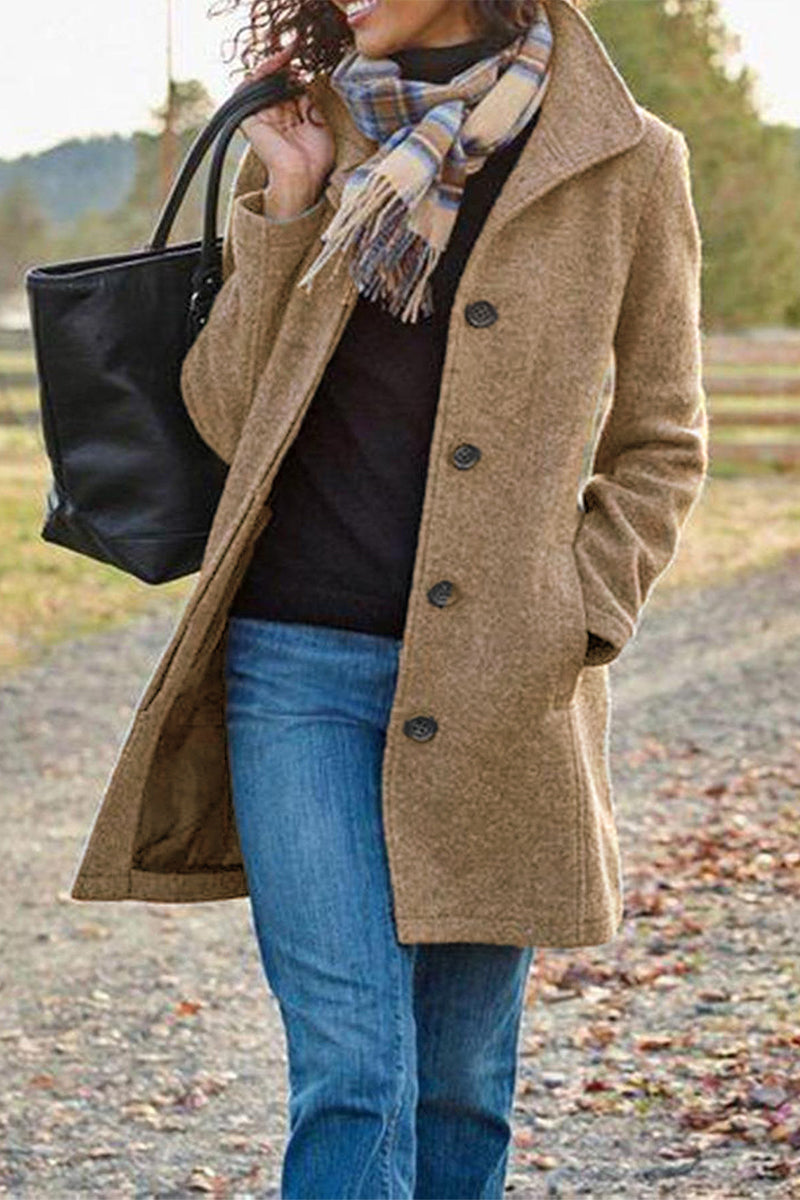 Prenda exterior informal de cuello vuelto con parches lisos (4 colores)