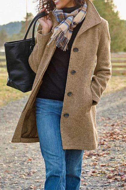 Prenda exterior informal de cuello vuelto con parches lisos (4 colores)