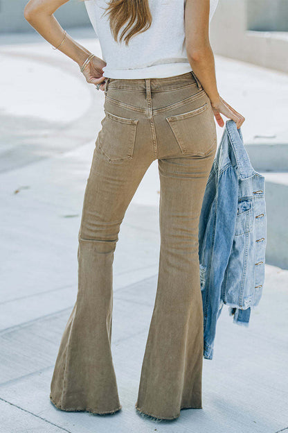 Pantalones de color liso con cintura alta y parches sólidos de estilo británico de calle