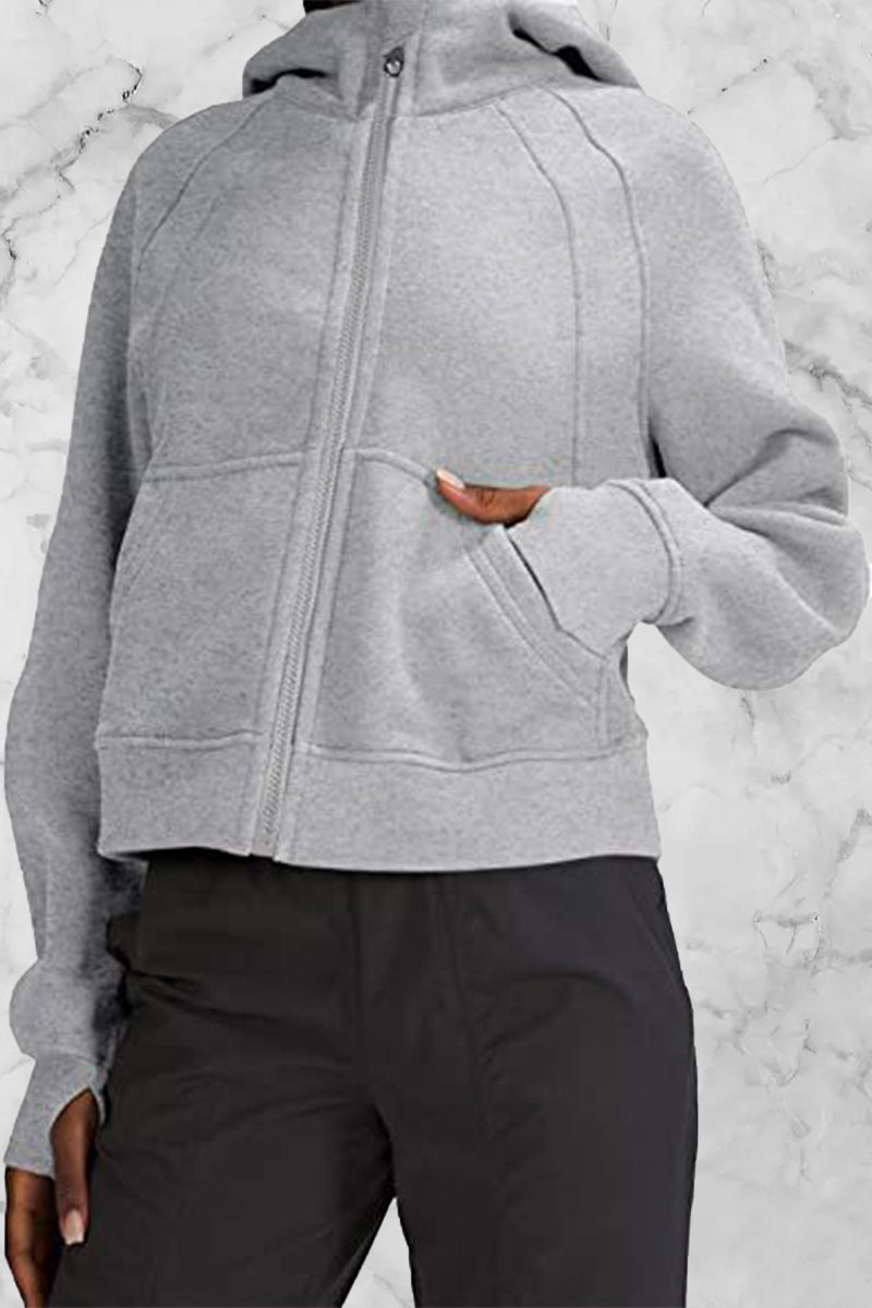 Tops con cuello y capucha de color liso de calle