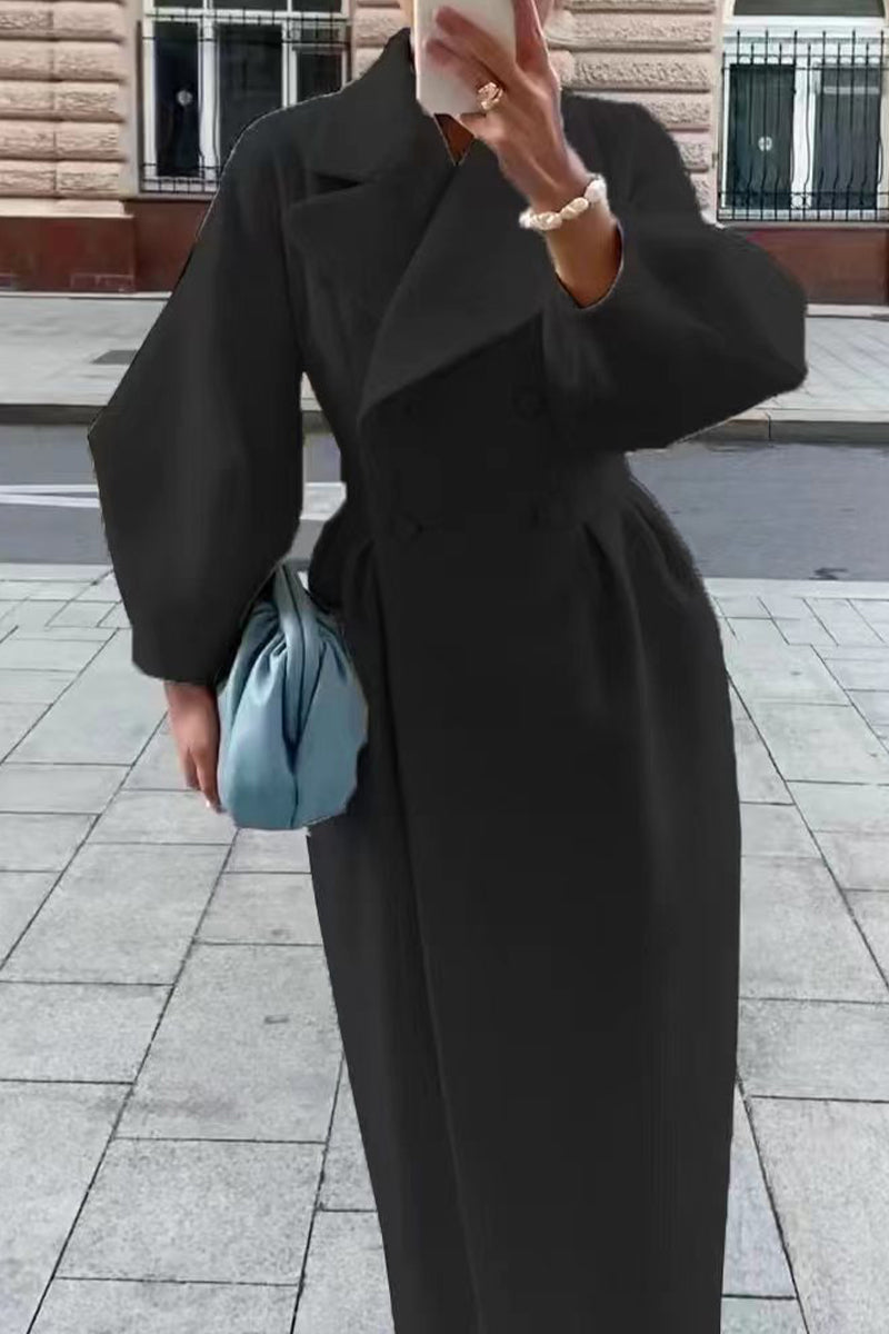 Elegante abrigo liso con cuello vuelto (8 colores)