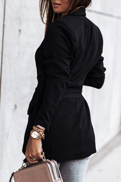 Prendas de abrigo informales con cuello vuelto y parches sólidos