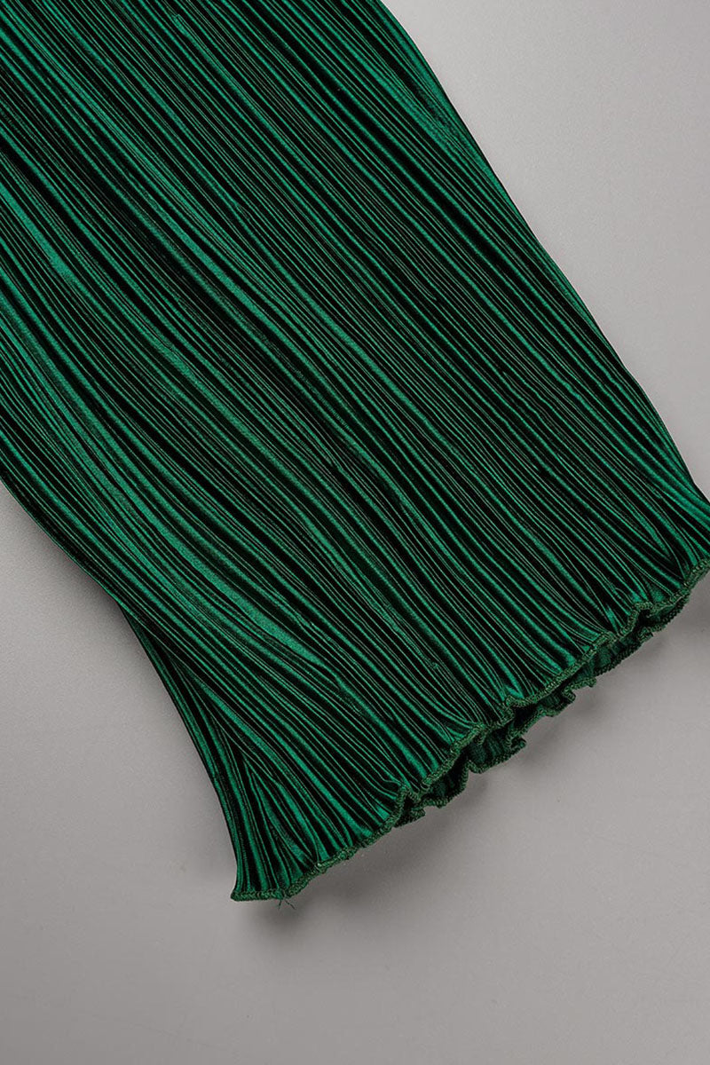 Vestidos casuales lisos de patchwork con pliegues y cuello redondo rectos