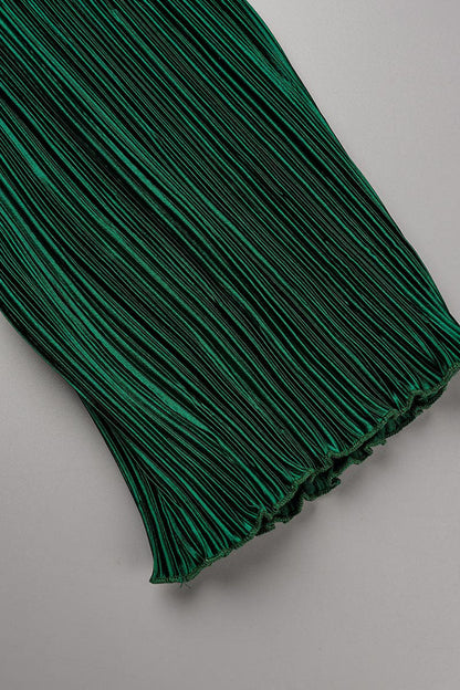 Vestidos casuales lisos de patchwork con pliegues y cuello redondo rectos