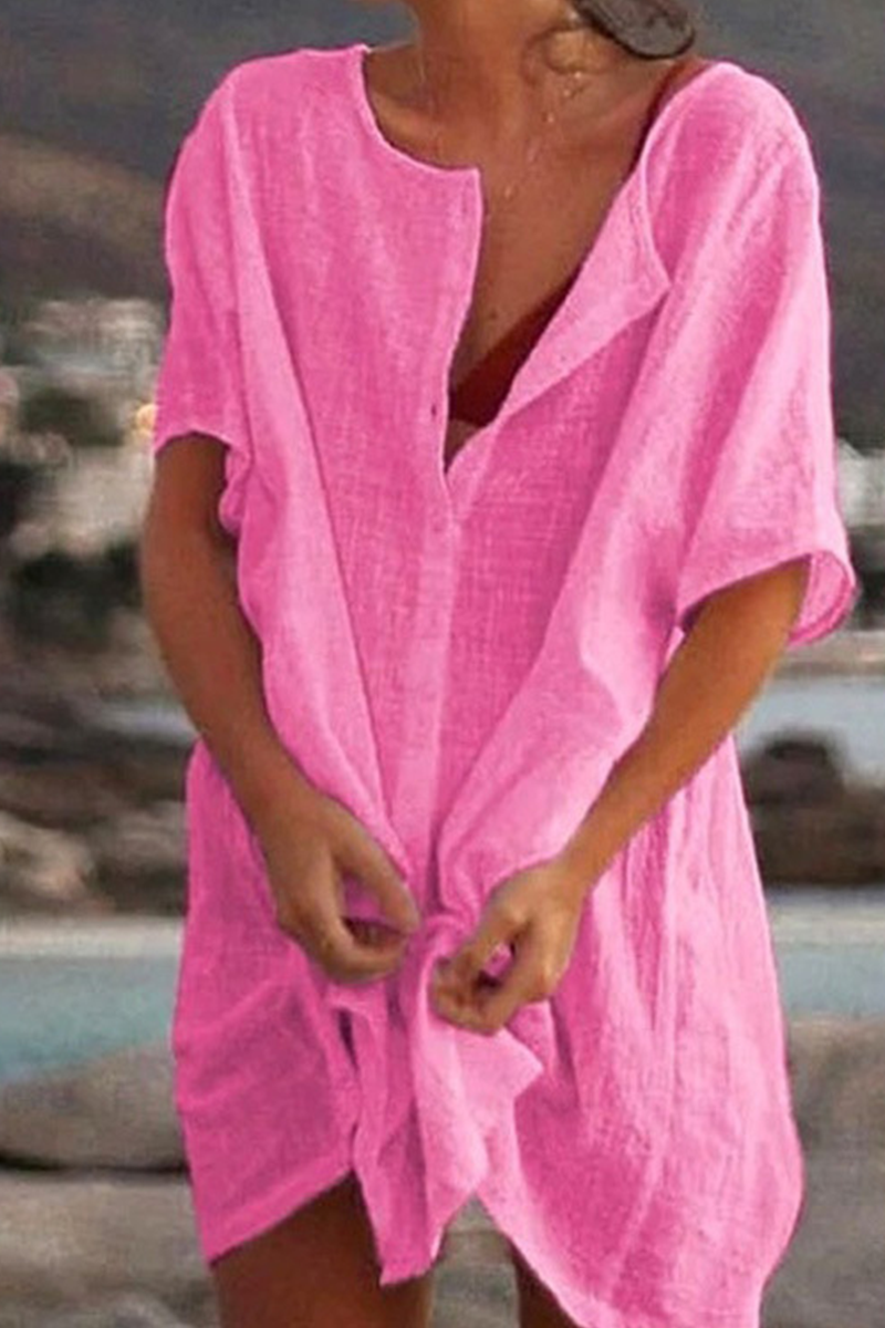 Tops casuales de manga corta con escote en V profundo (7 colores)