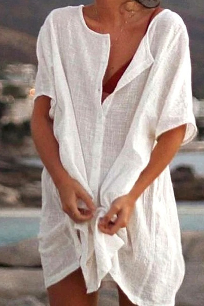 Tops casuales de manga corta con escote en V profundo (7 colores)