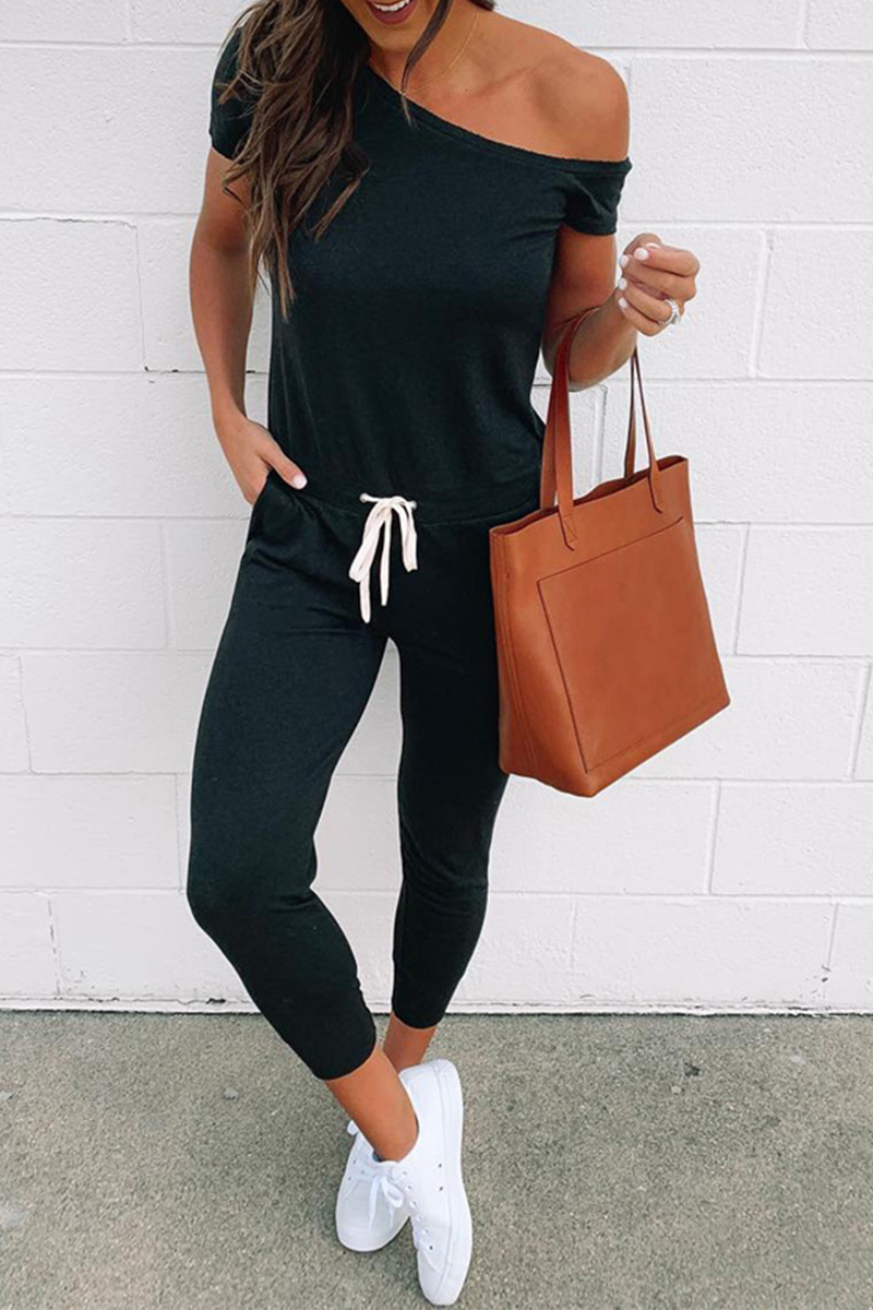 Mono informal ajustado de un solo hombro con cordón ajustable (4 colores)