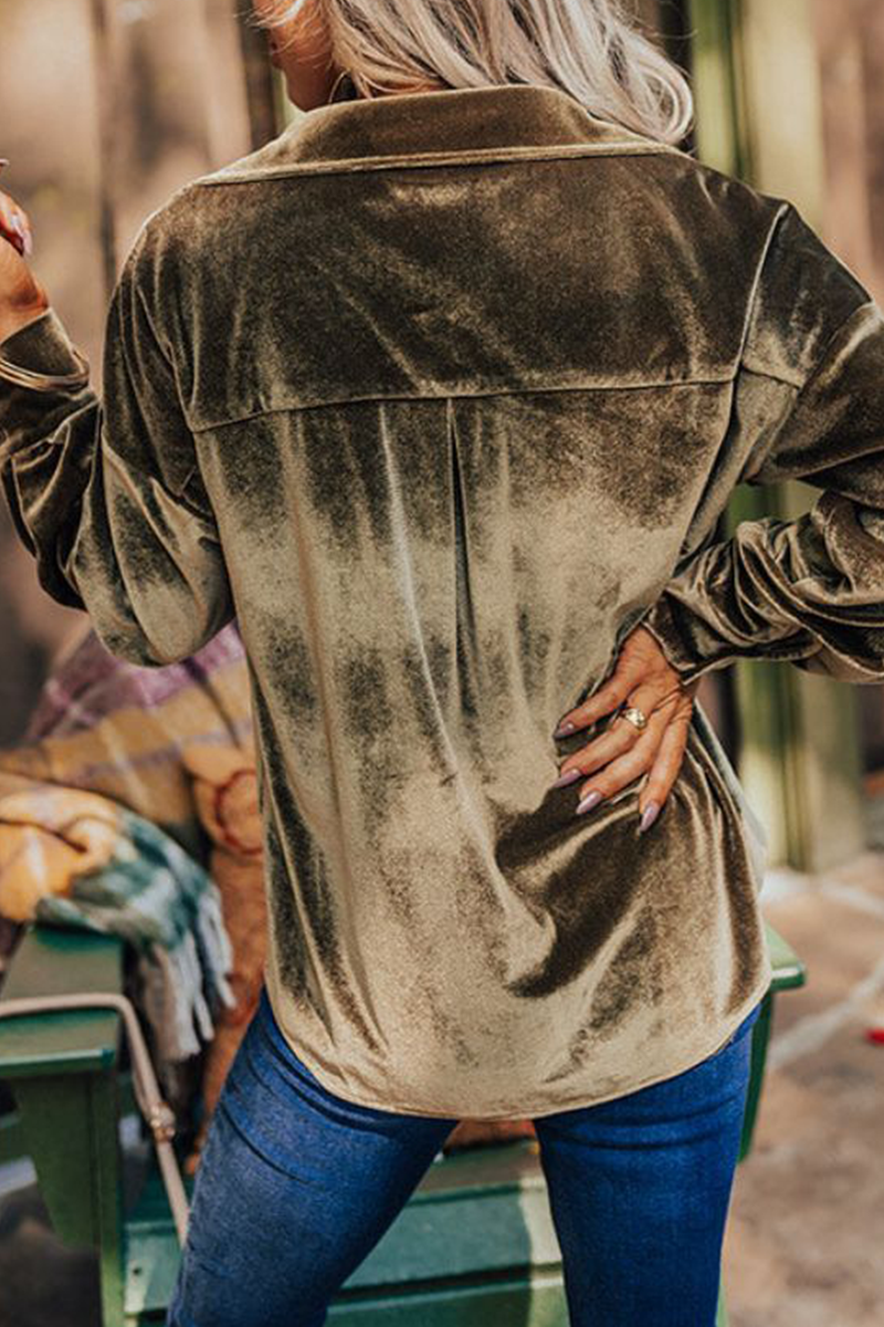 Tops casuales de cuello vuelto con parches sólidos