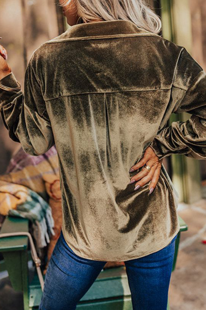 Tops casuales de cuello vuelto con parches sólidos