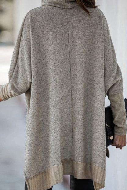 Tops casuales de cuello alto con parches sólidos