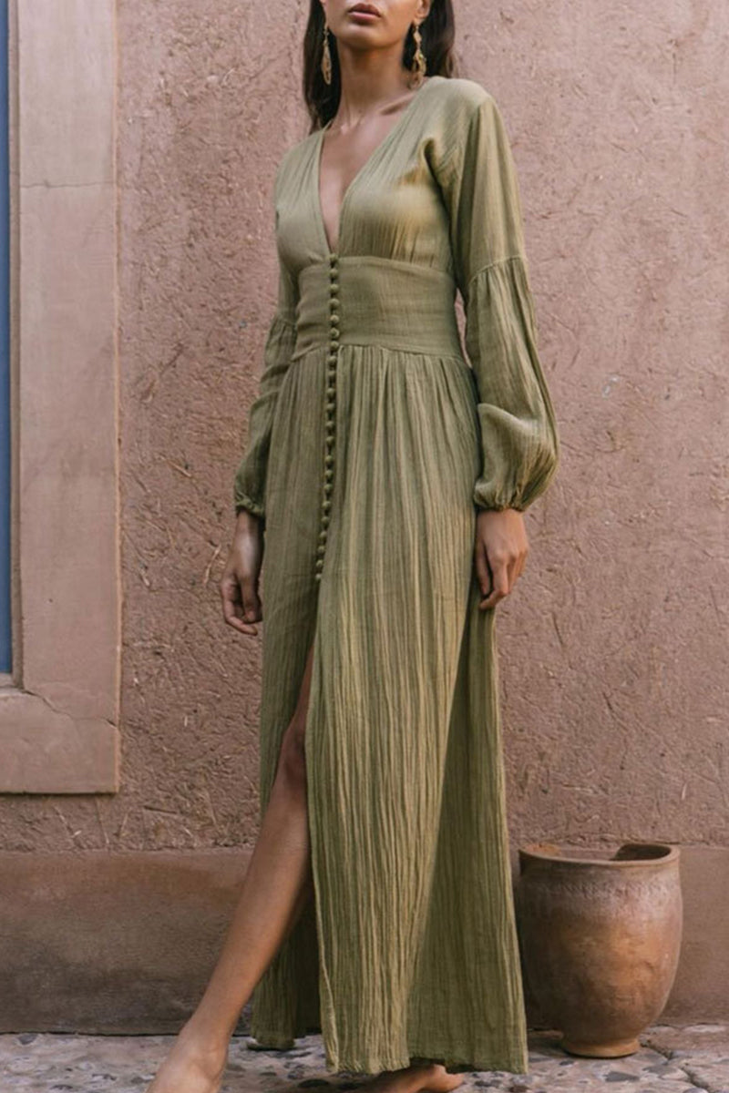 Vestidos sexis con falda tubo y escote en V, con hebilla sólida y pliegues