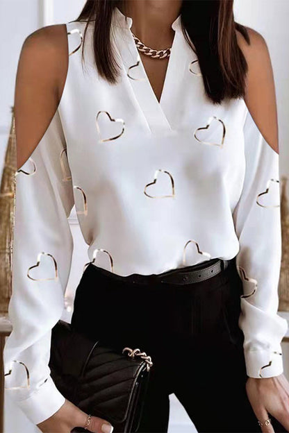 Blusas elegantes de manga larga con cuello en V y estampado (6 colores)