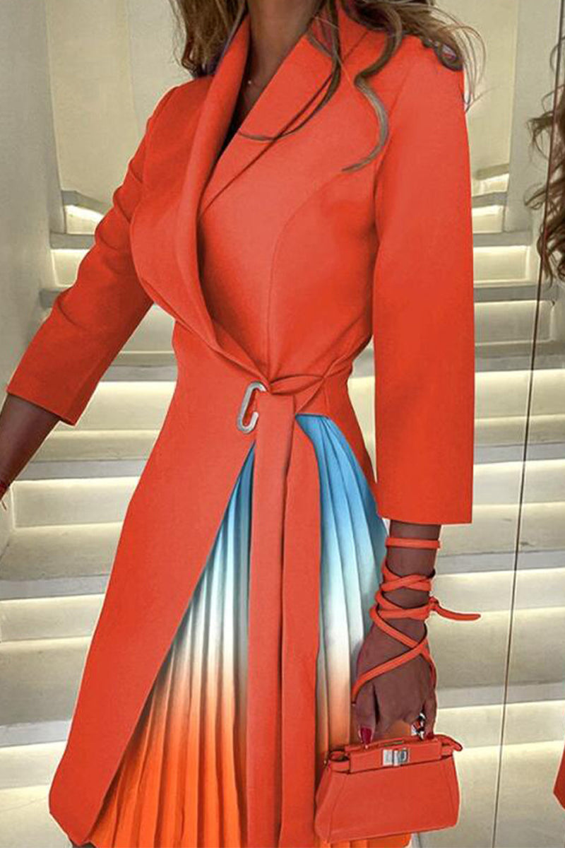 Elegantes vestidos de corte A con escote en V y bloques de color en contraste (4 colores)