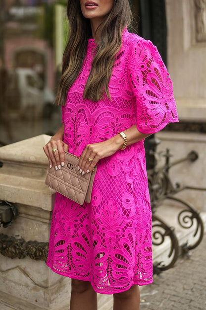 Elegante vestido de cuello alto con cremallera en color liso (4 colores)