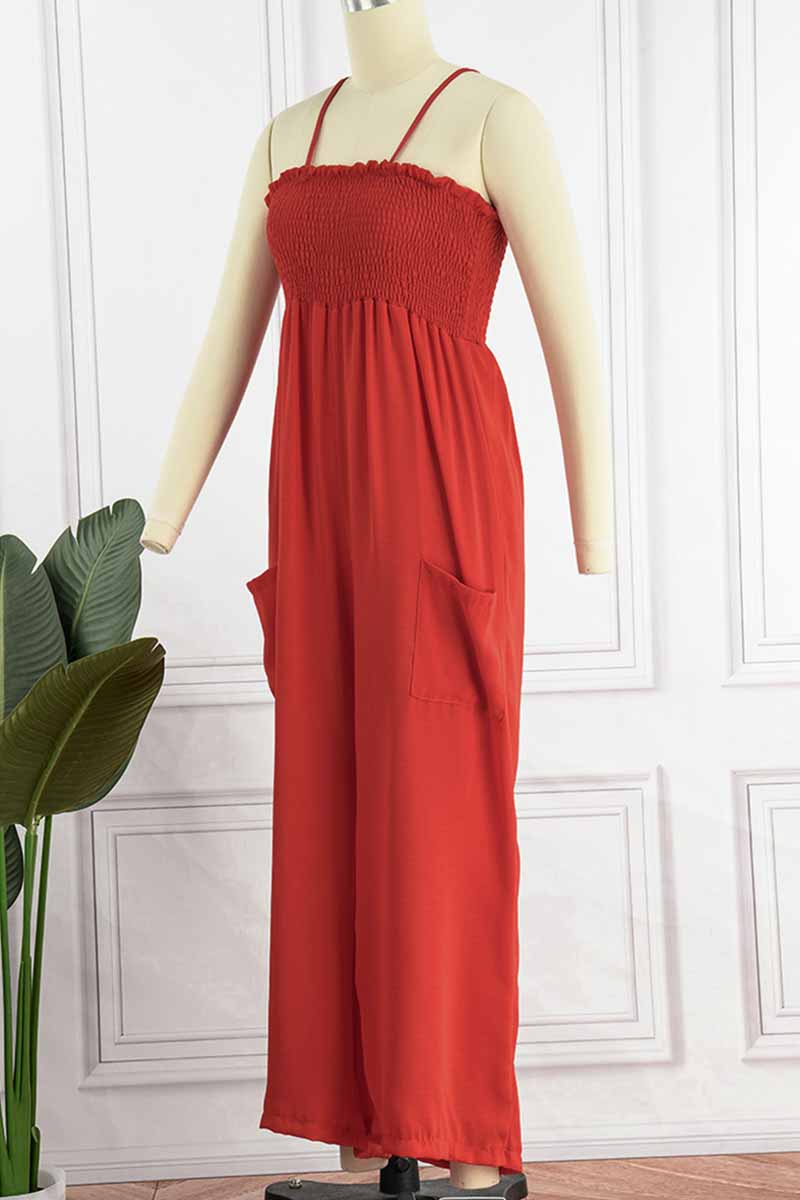 Mono holgado con tirantes finos y bolsillos lisos de Fashion Living (5 colores)