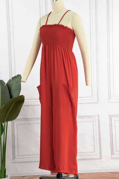 Mono holgado con tirantes finos y bolsillos lisos de Fashion Living (5 colores)