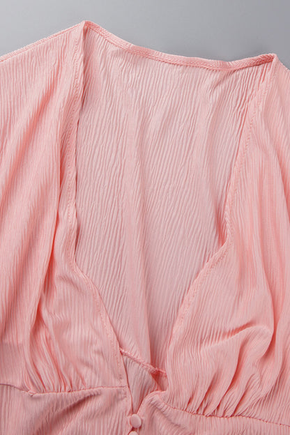 Vestidos sexis con falda tubo y escote en V, con hebilla sólida y pliegues