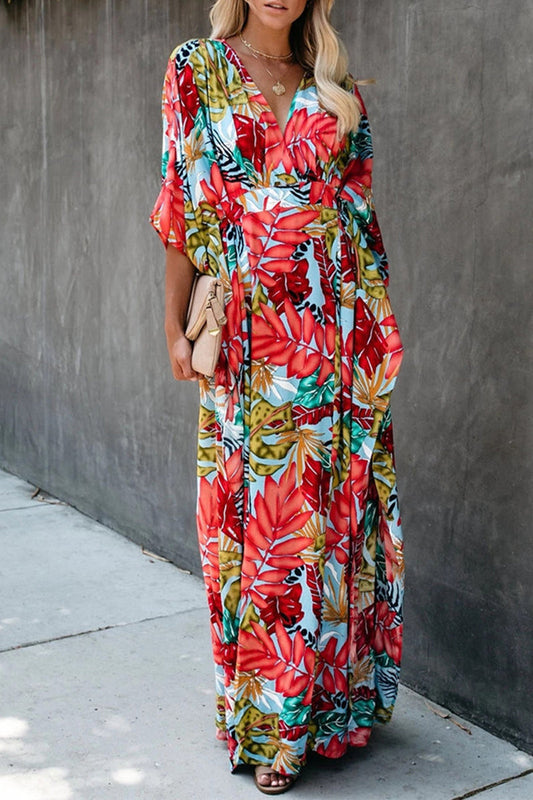 Vestidos de playa con cuello en V y estampado de vacaciones