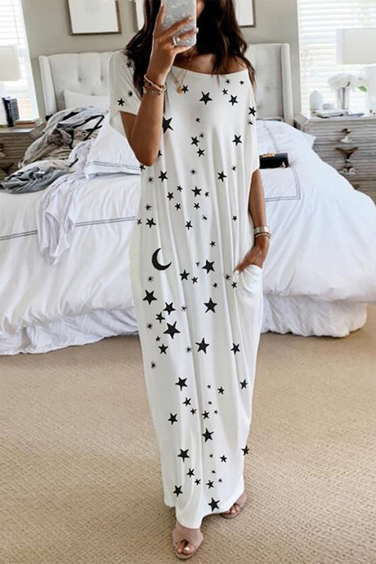 Vestidos casuales con estampado de patchwork, cuello redondo, falda de un solo paso (3 colores)