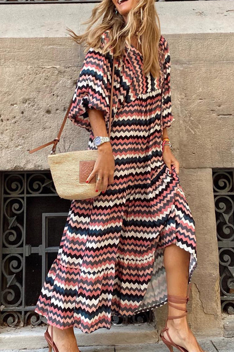 Vestido elegante y dulce con estampado de volantes y cuello redondo (9 colores)