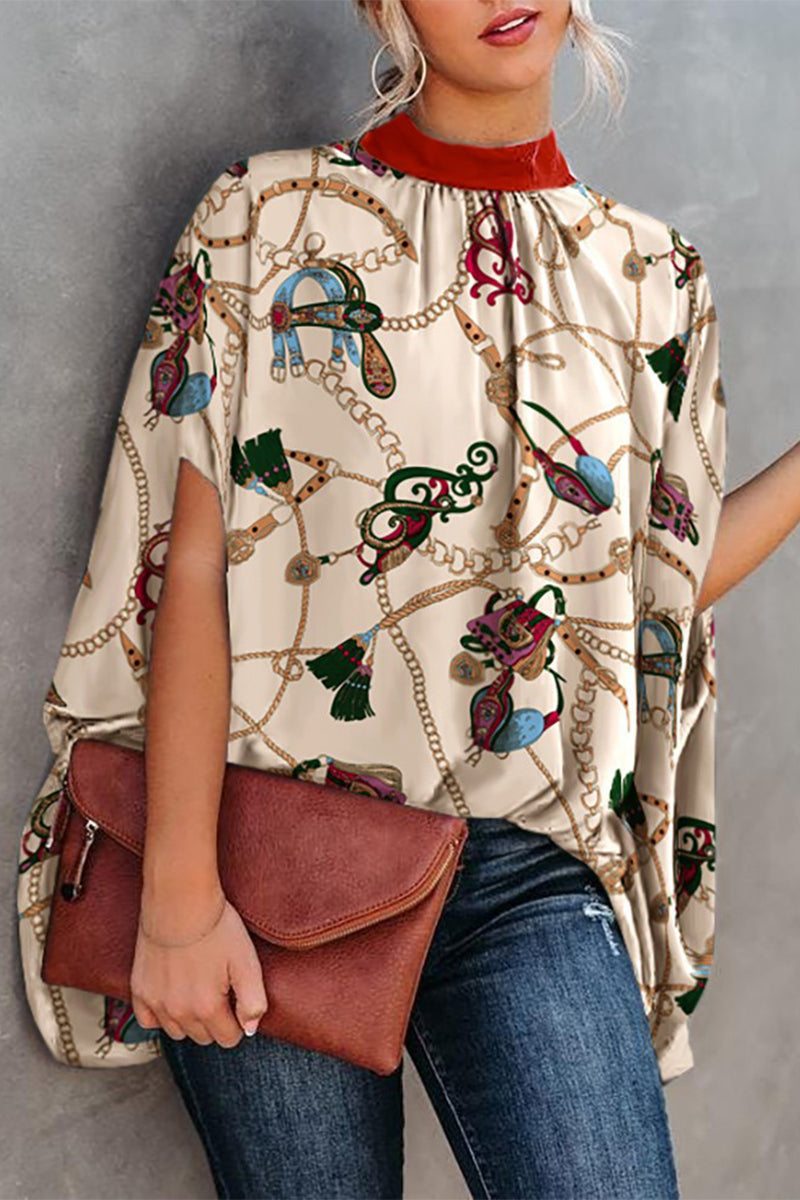 Blusas casuales con cuello redondo y estampado (10 colores)