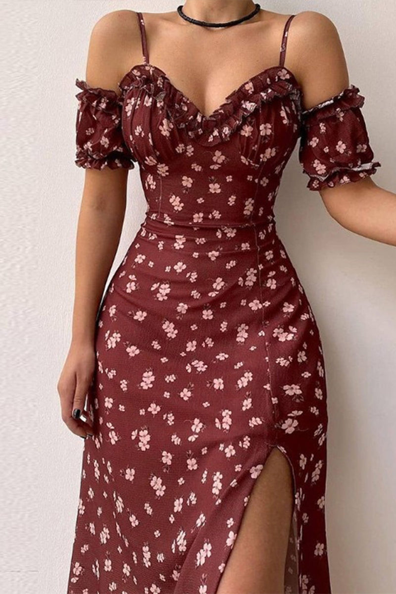 Vestidos elegantes con estampado asimétrico y hombros descubiertos (5 colores)