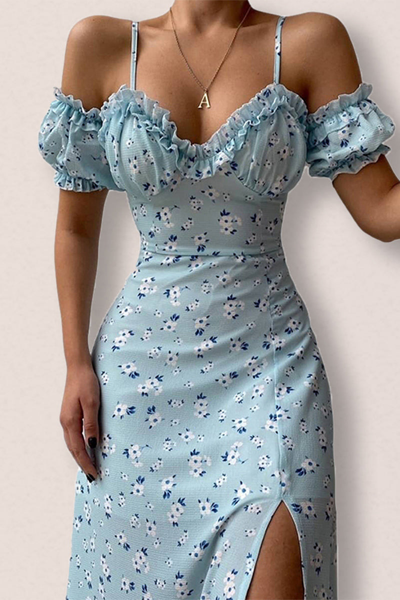 Vestidos elegantes con estampado asimétrico y hombros descubiertos (5 colores)