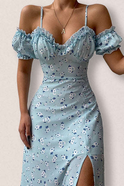 Vestidos elegantes con estampado asimétrico y hombros descubiertos (5 colores)