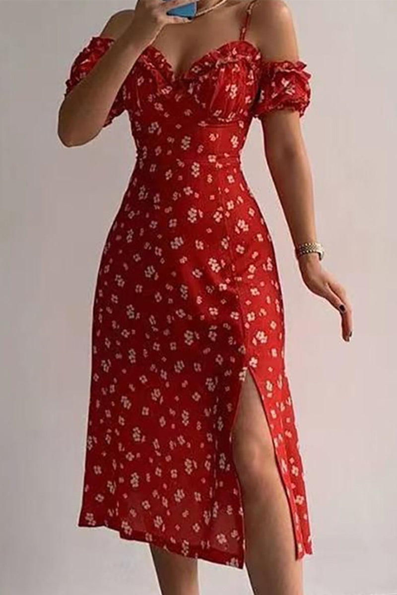 Vestidos elegantes con estampado asimétrico y hombros descubiertos (5 colores)