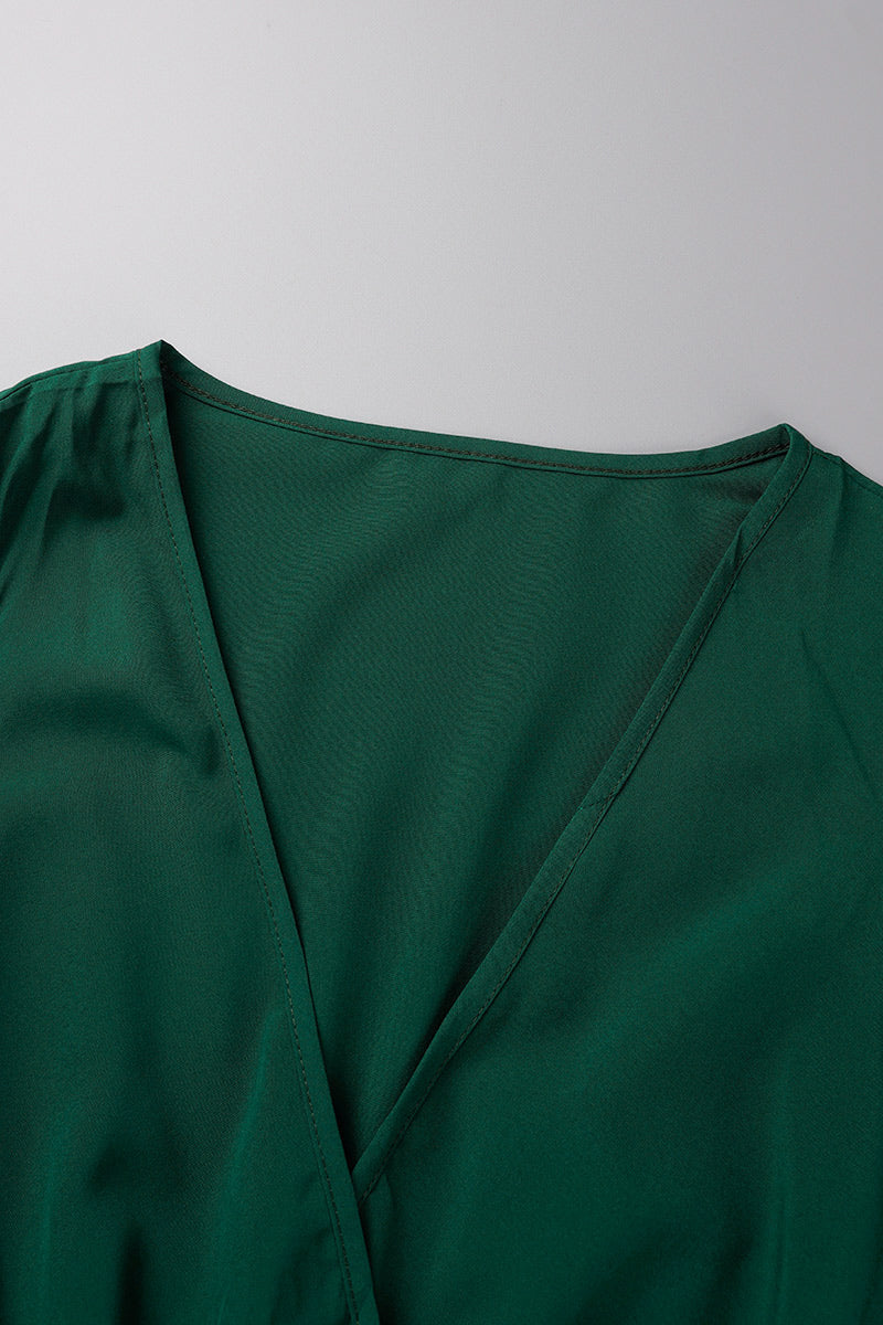 Elegante vestido liso de abertura alta con escote en V y sin mangas (3 colores)