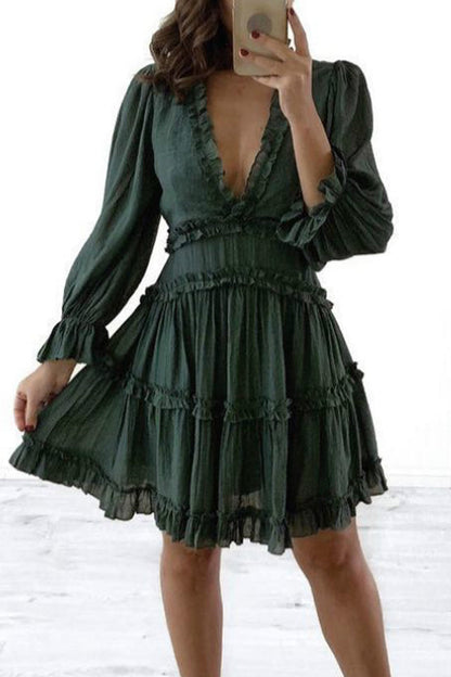 Vestidos de corte A con escote en V y estampados dulces (8 colores)