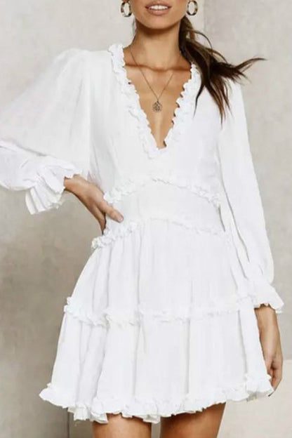 Vestidos de corte A con escote en V y estampados dulces (8 colores)