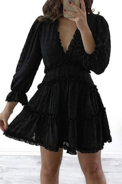 Vestidos de corte A con escote en V y estampados dulces (8 colores)