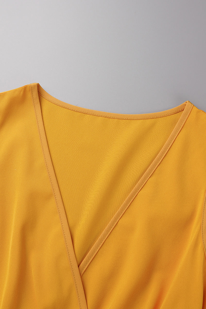 Elegante vestido liso de abertura alta con escote en V y sin mangas (3 colores)