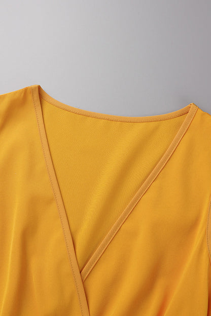 Elegante vestido liso de abertura alta con escote en V y sin mangas (3 colores)