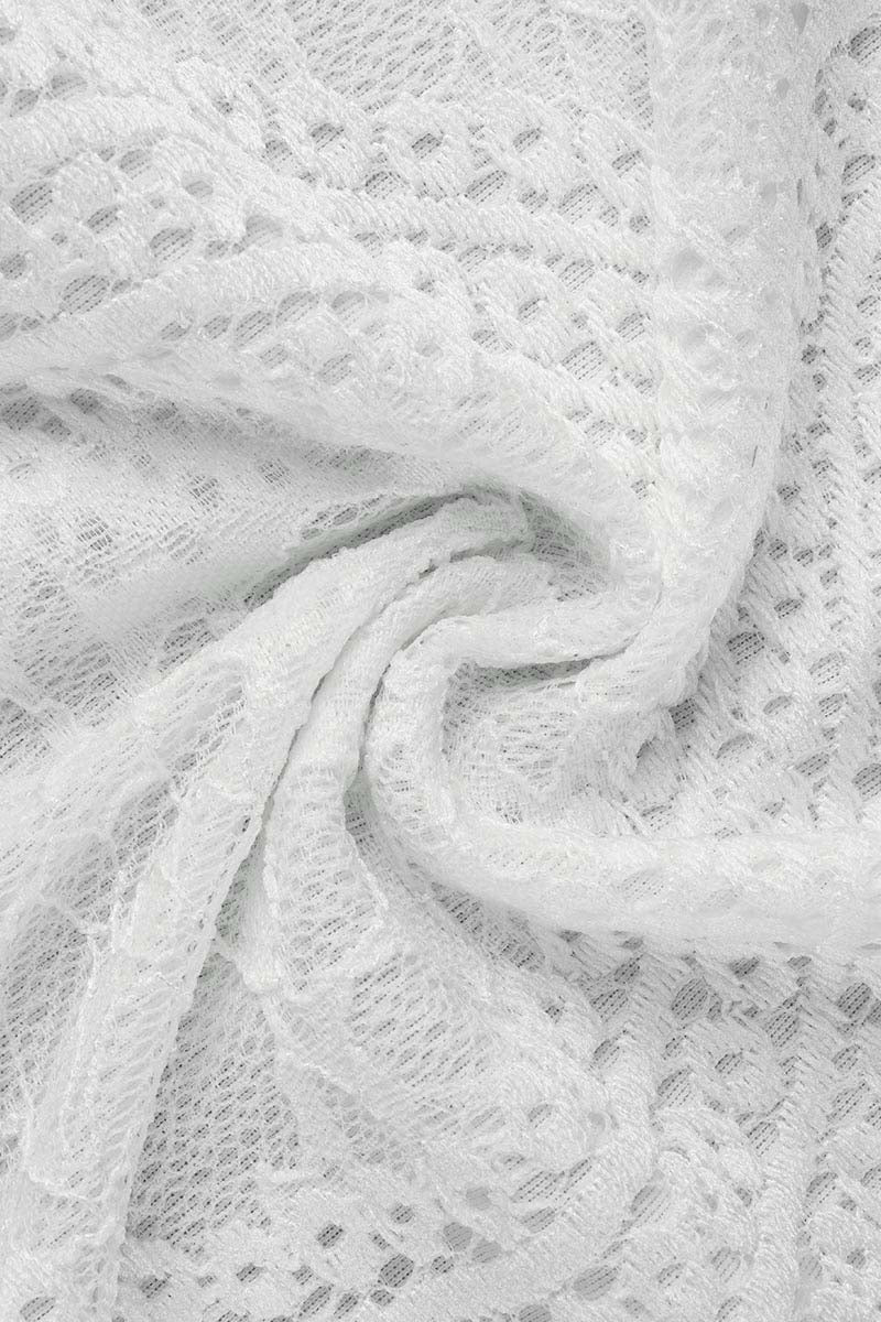 Vestidos dulces de encaje liso con espalda descubierta y cuello redondo