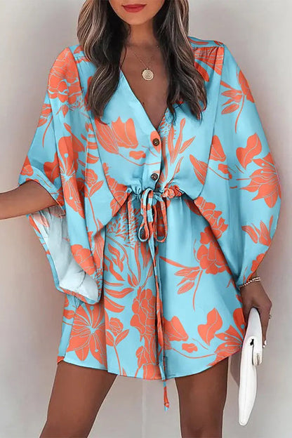 Vestidos casuales de moda con cuello en V y estampado de patchwork (4 colores)