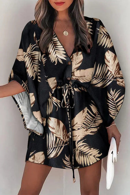 Vestidos casuales de moda con cuello en V y estampado de patchwork (12 colores)