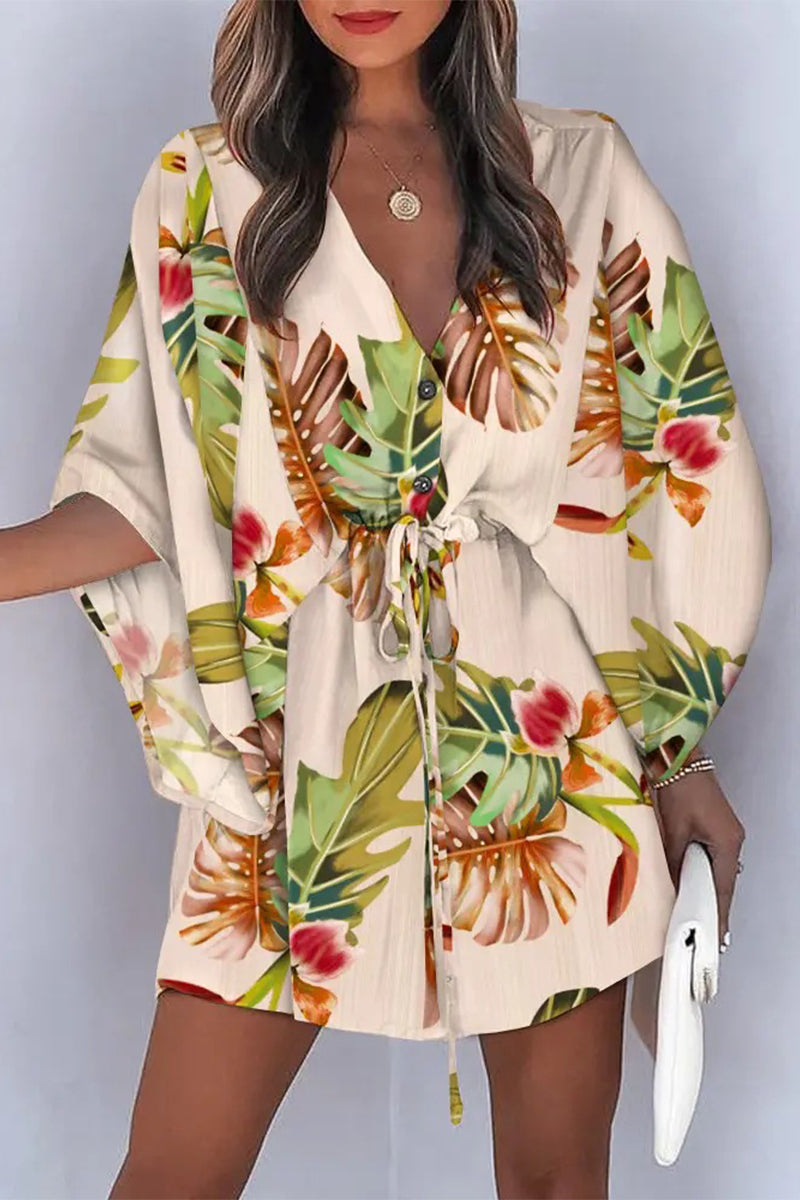 Vestidos casuales de moda con cuello en V y estampado de patchwork (12 colores)