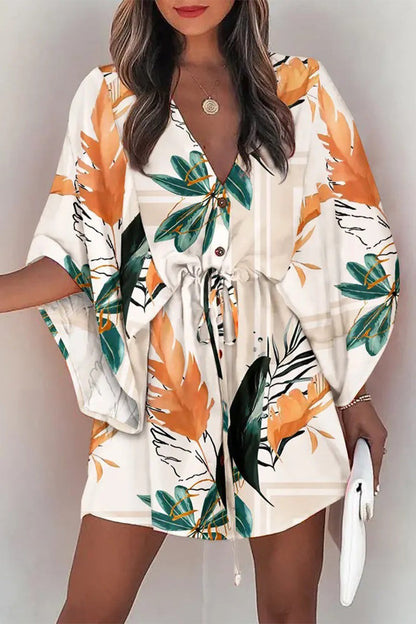 Vestidos casuales de moda con cuello en V y estampado de patchwork (12 colores)