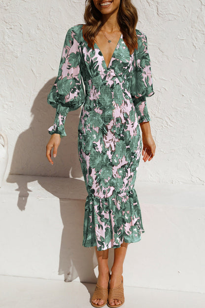 Vestidos con falda y escote en V, elegantes y con estampado de patchwork (4 colores)