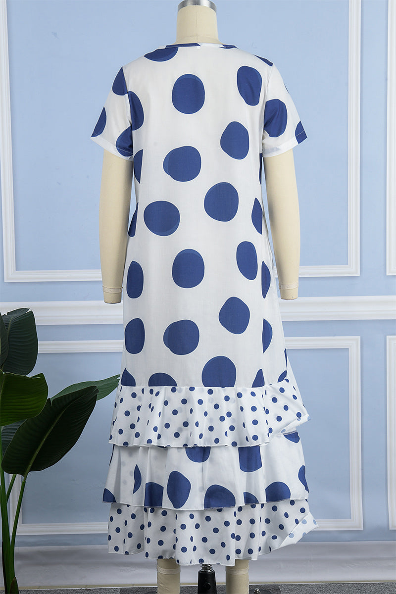 Vestido casual con estampado de patchwork de lunares (9 colores)