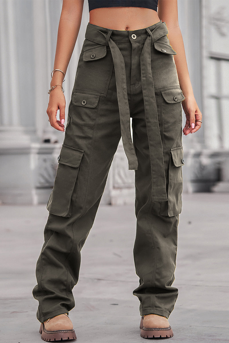 Pantalones de patchwork lisos, sueltos y rectos con bolsillos (4 colores)