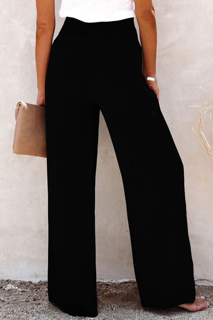 Pantalones casuales de vacaciones con botones sólidos, sueltos, de cintura alta y pierna ancha, de color liso (6 colores)