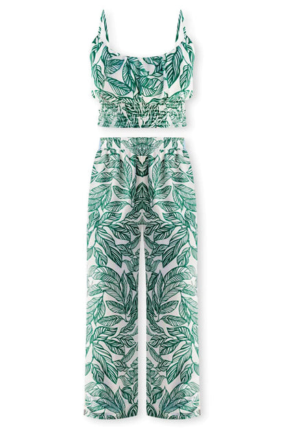 Conjunto de dos piezas sin mangas con cuello redondo y estampado dulce (3 colores)