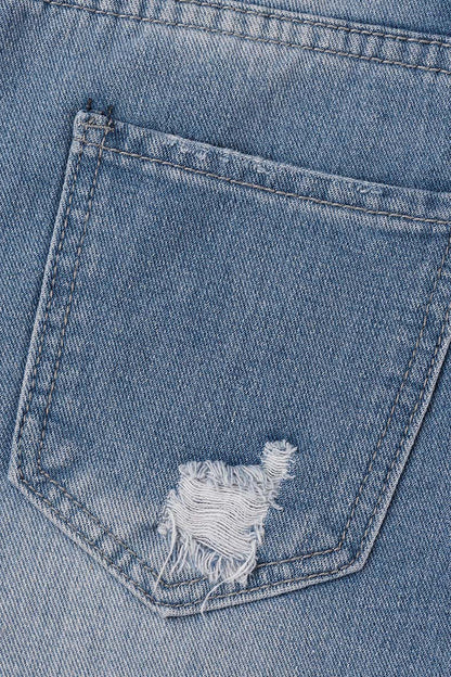 Shorts vaqueros casuales de cintura alta con rotos y diseño urbano