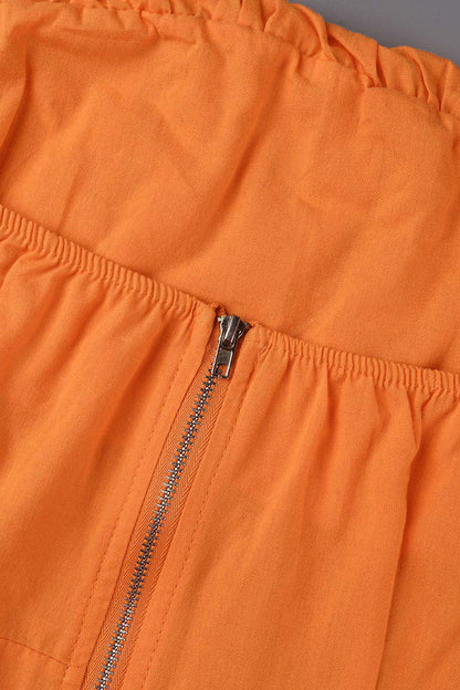 Vestidos elegantes y dulces de corte A con hombros descubiertos, cremallera y pliegues sólidos